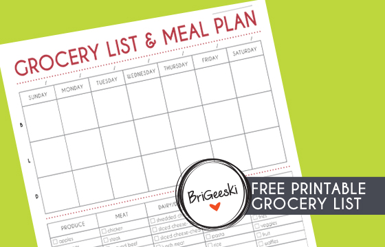 Grocery List and Meal Plan Printable