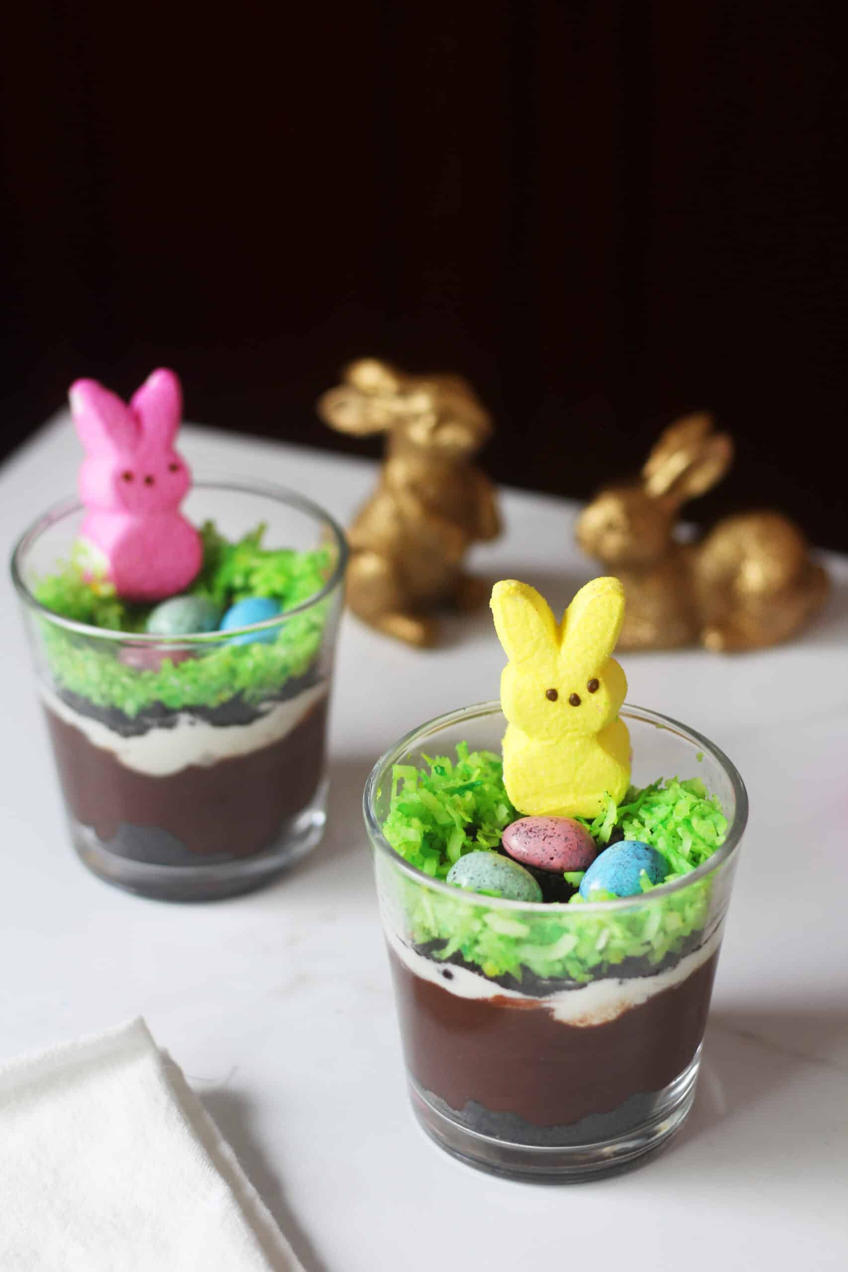 Easter Dirt Cups with Homemade Chocolate Pudding - BriGeeski