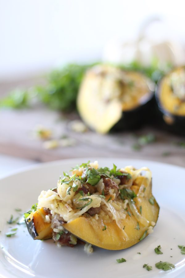 Sausage & Zucchini Stuffed Acorn Squash - BriGeeski