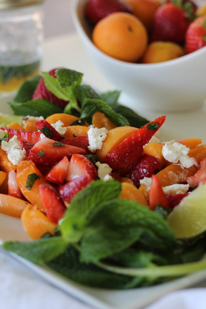 Strawberry Apricot and Goat Cheese Salad