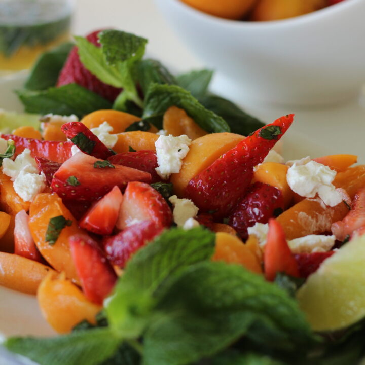 Strawberry Apricot and Goat Cheese Salad